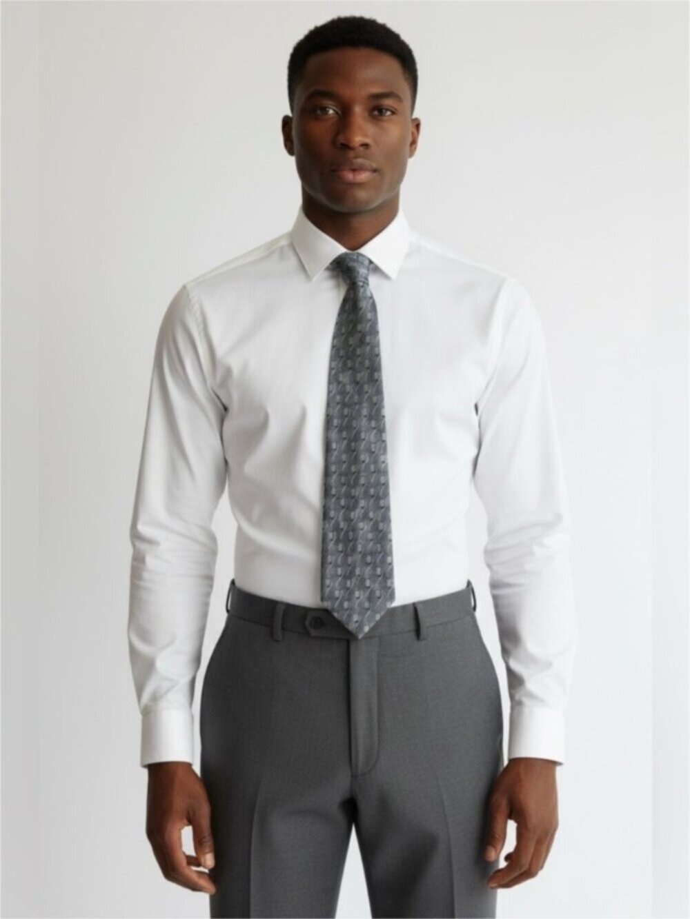 Armani Collezioni Silver-Gray Geometric Silk Tie